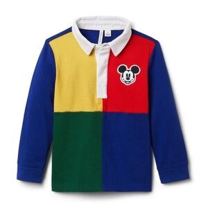 Janie and Jack Color Block Disney Mickey Mouse Rugby Shirt